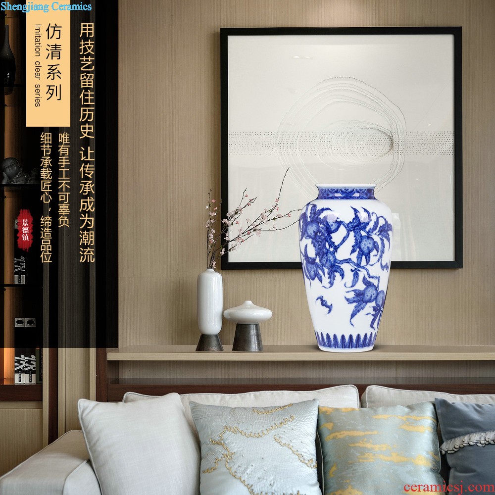 Jingdezhen ceramics vase furnishing articles imitation Ming xuande blue hand-painted sea dragon mei bottles of home decoration