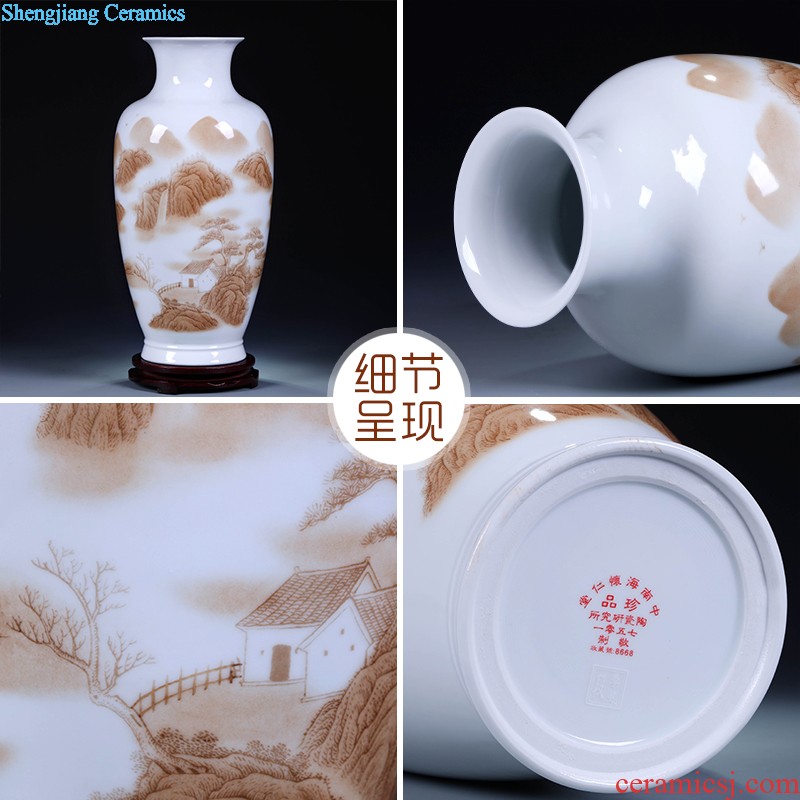 Jingdezhen ceramics lrene hand-painted yu le figure vase flower arranging, furnishing articles sitting room of Chinese style household decorations