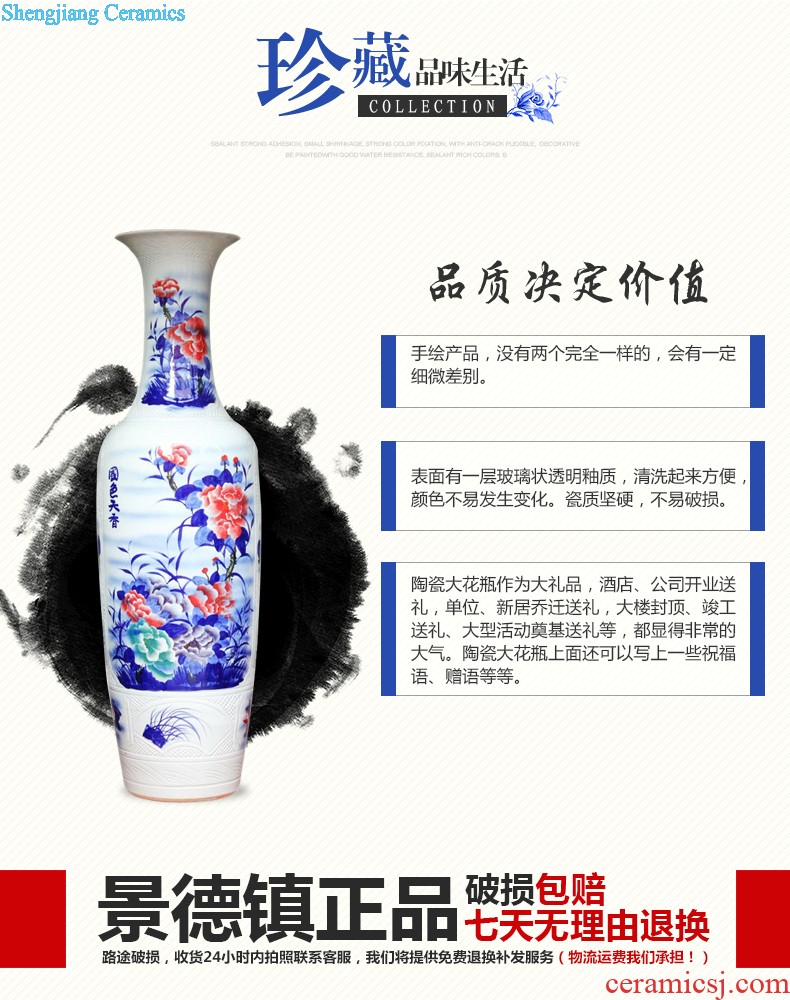 Jingdezhen ceramics hand-painted creative Chinese big vase home sitting room adornment is placed large landing crafts