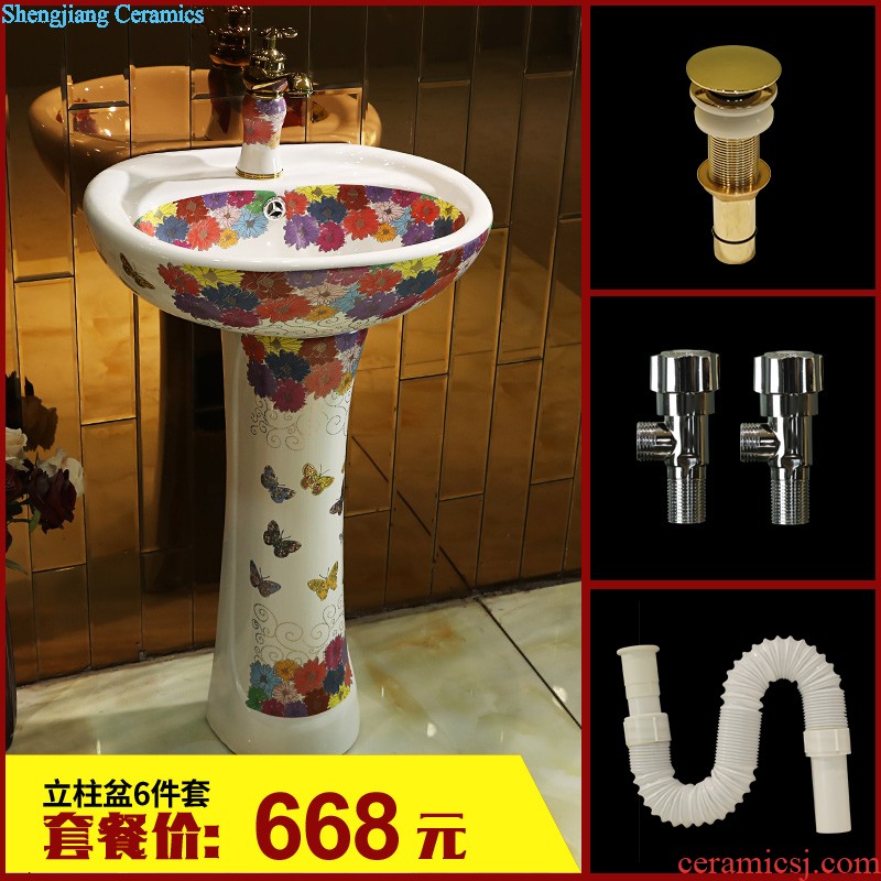 Gold cellnique art pillar basin ceramic lavabo that defend bath face plate pool floor of small family toilet