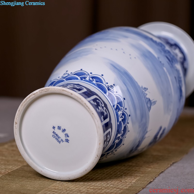 Jingdezhen ceramics furnishing articles Hand painted blue and white porcelain vase cloud castle peak New Chinese style home sitting room adornment