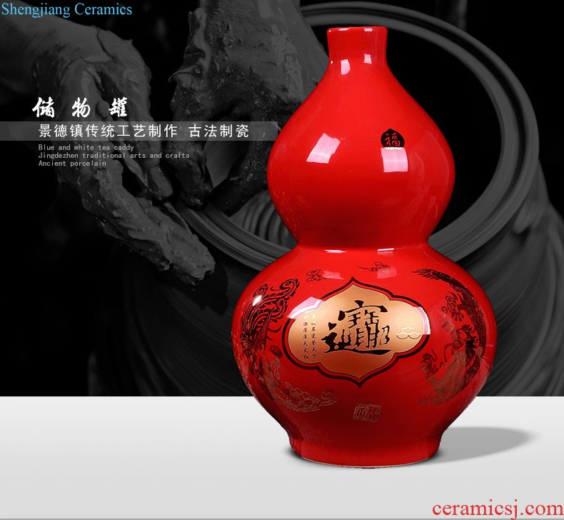 Jingdezhen ceramics vase furnishing articles kiln quiver of new Chinese style living room home wine decoration decoration process