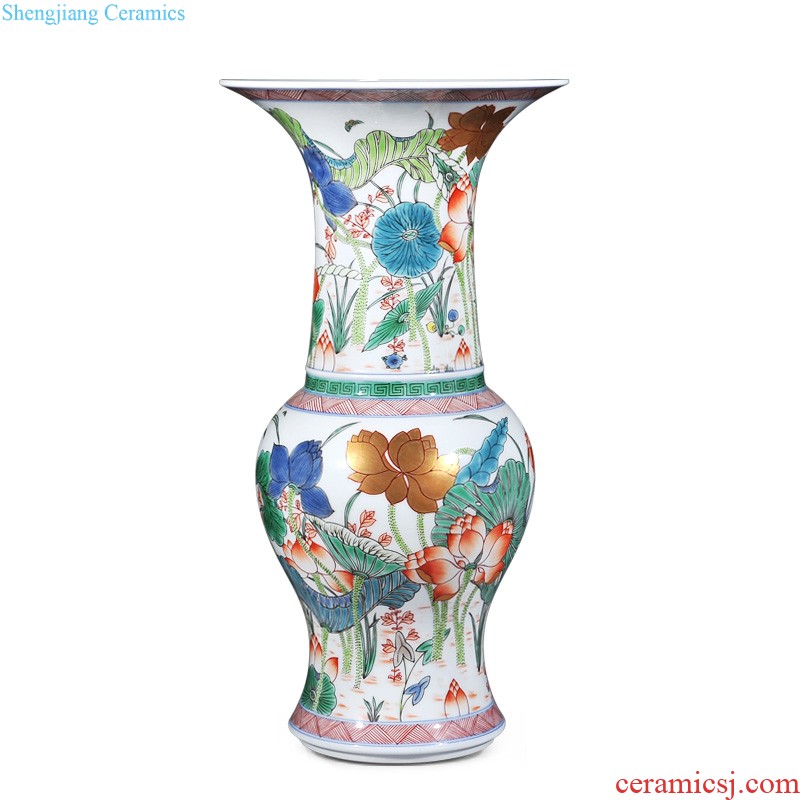 Jingdezhen ceramic the qing emperor kangxi emperor kiln colorful pheasant peony PND tail-on vase sitting room adornment style furnishing articles