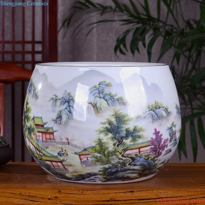 Large vase large hand-painted porcelain of jingdezhen ceramics new Chinese style household living room TV cabinet decoration