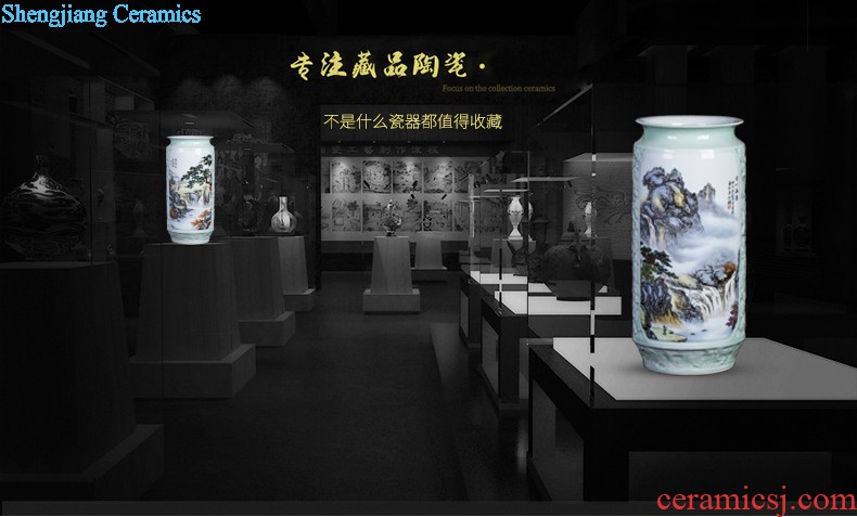 Jingdezhen ceramics vase sitting room place famous master hand draw pastel rich ancient frame home decoration decoration