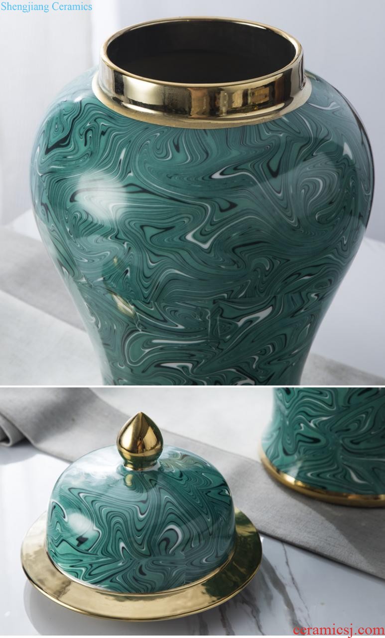 Jingdezhen ceramics celadon vase carving flower arrangement sitting room home pottery soft adornment restoring ancient ways furnishing articles