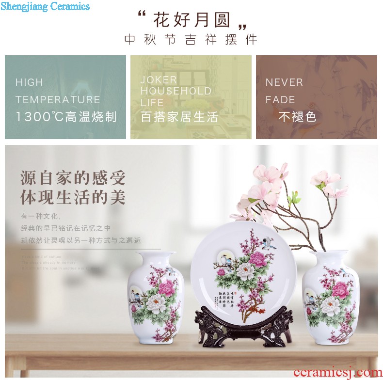 Jingdezhen ceramics modern three-piece floret bottle of flower arrangement, sitting room of Chinese style household decorations crafts