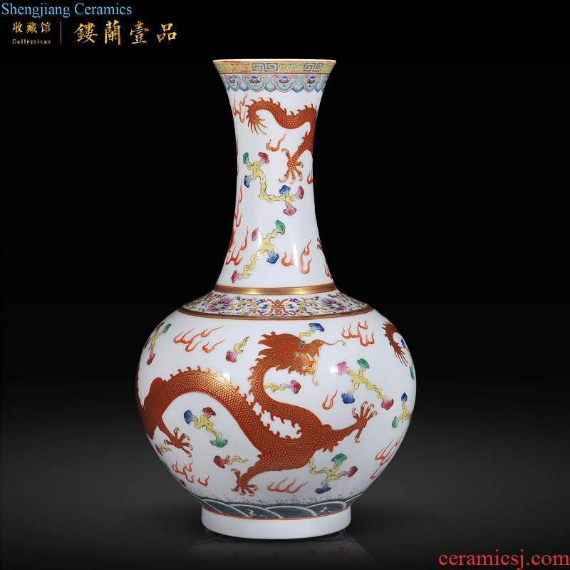 Jingdezhen imperial kiln chinaware archaize qianlong powder enamel vase okho spring sitting room adornment home furnishing articles