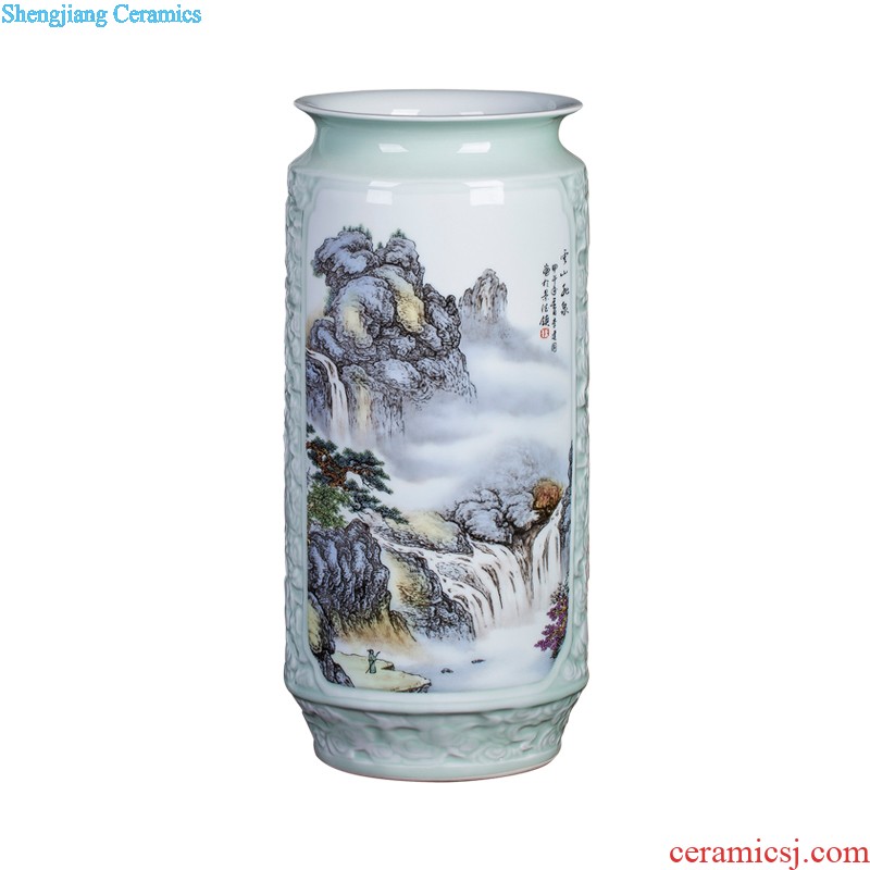 Jingdezhen ceramics vase sitting room place famous master hand draw pastel rich ancient frame home decoration decoration