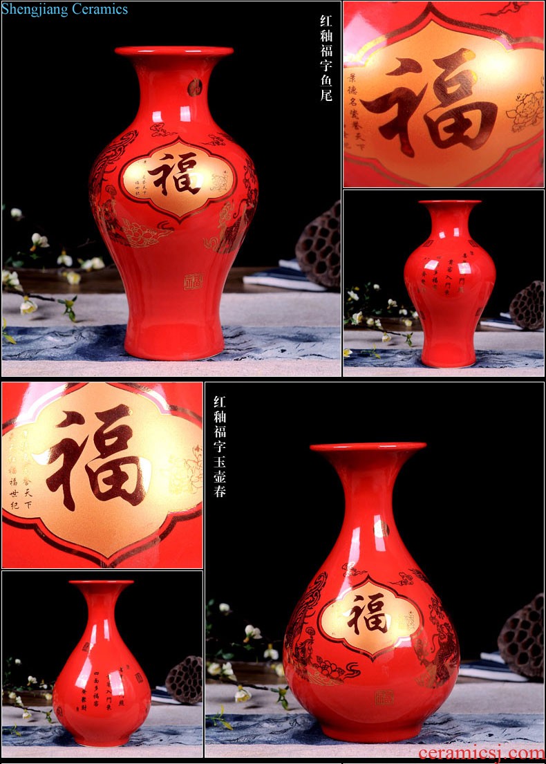 Jingdezhen ceramic vase furnishing articles by hand-painted sabingga sukdun dergici jimbi vases, flower arranging the modern Chinese style living room decorations