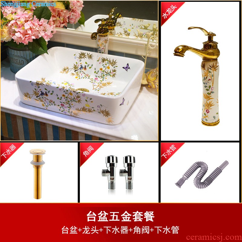 Koh larn, qi stage basin sink ceramic sanitary ware art basin bathroom sinks of the basin that wash a face Circular flower