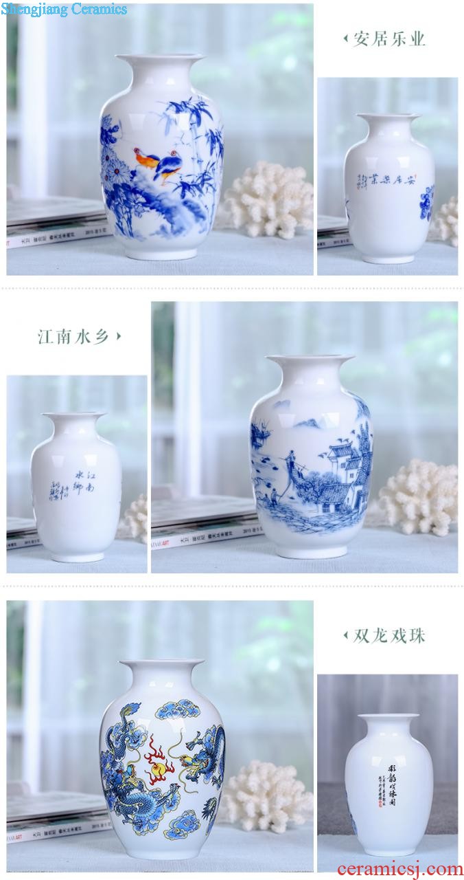 Jingdezhen ceramics vase furnishing articles Famous hand-painted scenery thin body porcelain bottle of new Chinese style living room decoration