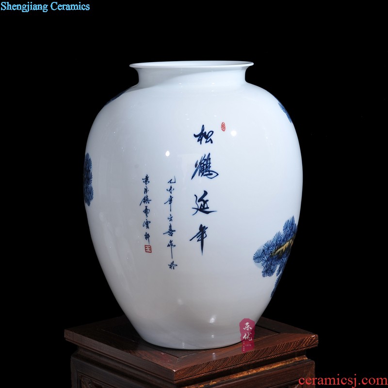 Jingdezhen blue and white porcelain and ceramic vase flower arranging living room place new Chinese style household act the role ofing is tasted crafts