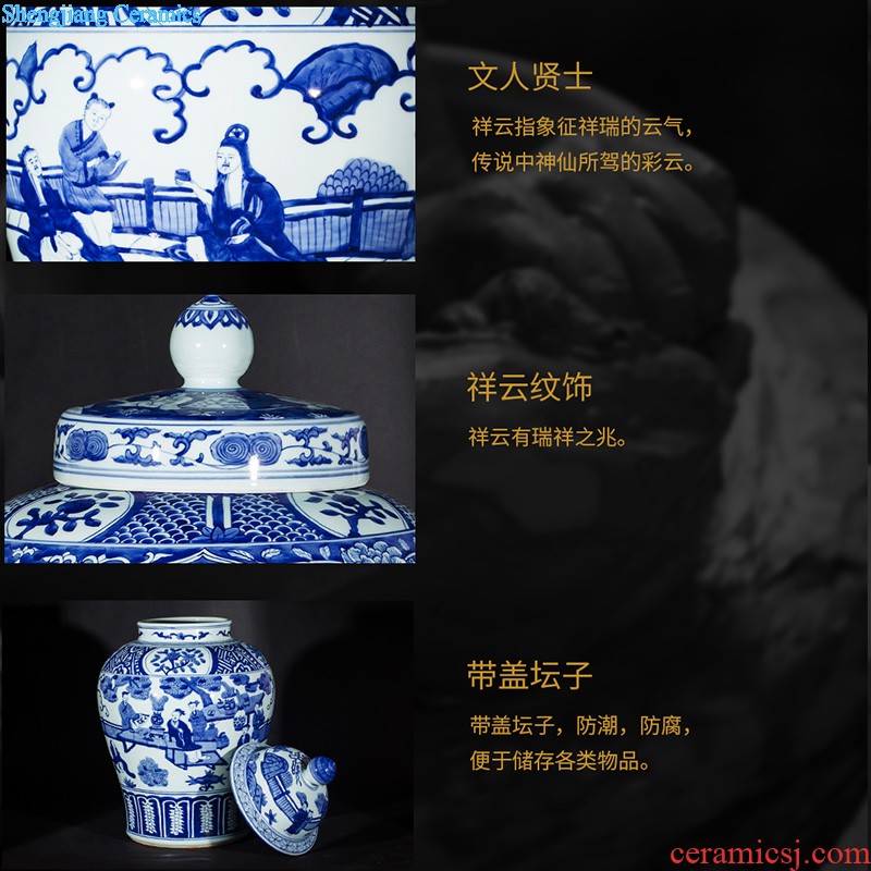 Sf48 jingdezhen ceramics color ink landscape high white clay ground big vase sitting room adornment rural furnishings