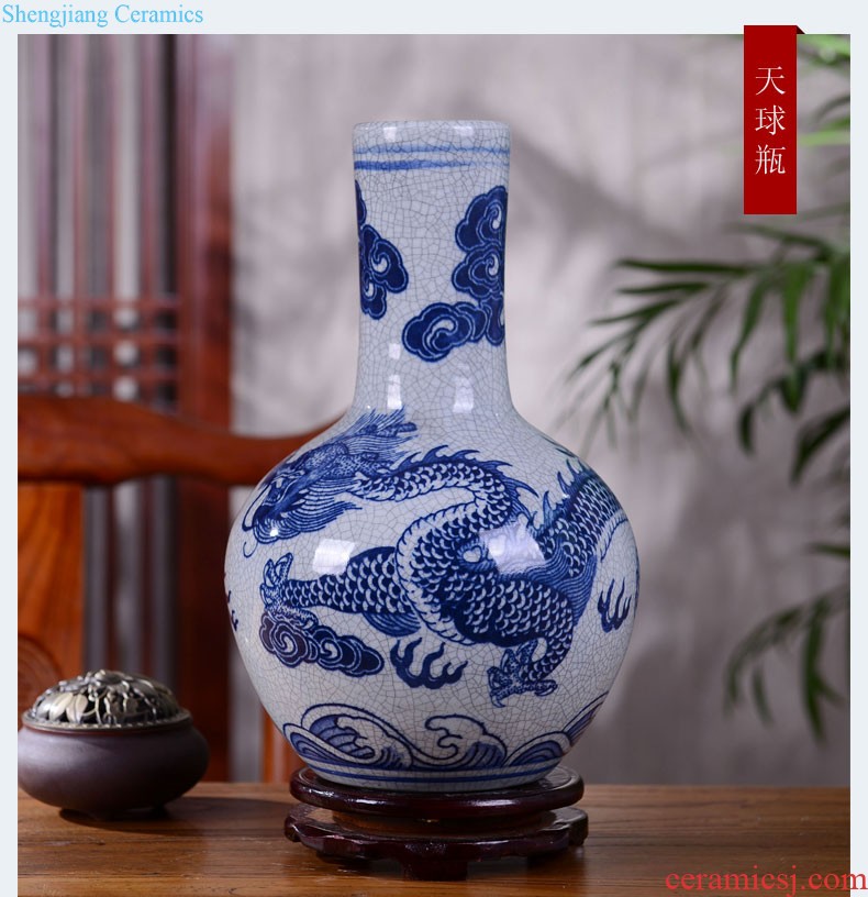 Jingdezhen ceramics hand blue and white porcelain vase large sitting room of new Chinese style household adornment TV ark furnishing articles