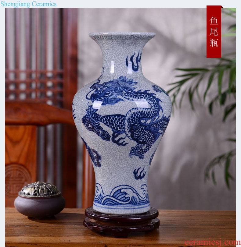 Jingdezhen ceramics hand blue and white porcelain vase large sitting room of new Chinese style household adornment TV ark furnishing articles