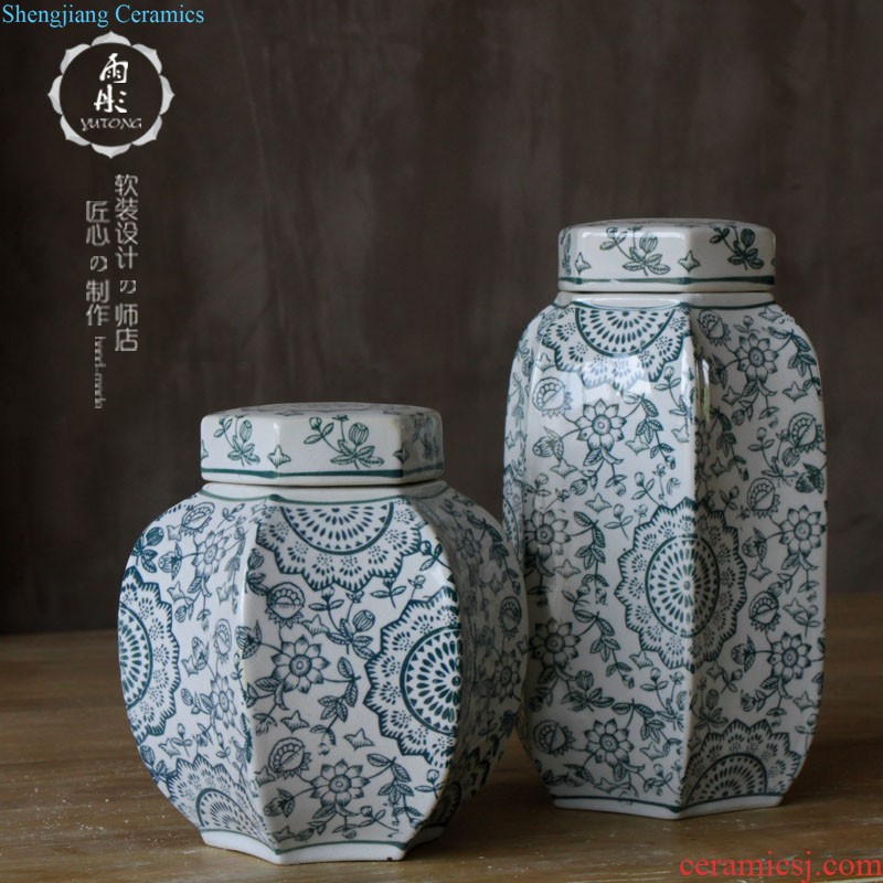 Rain tong home | jingdezhen ceramics european-style six edge ceramic pot home sitting room porch home furnishing articles