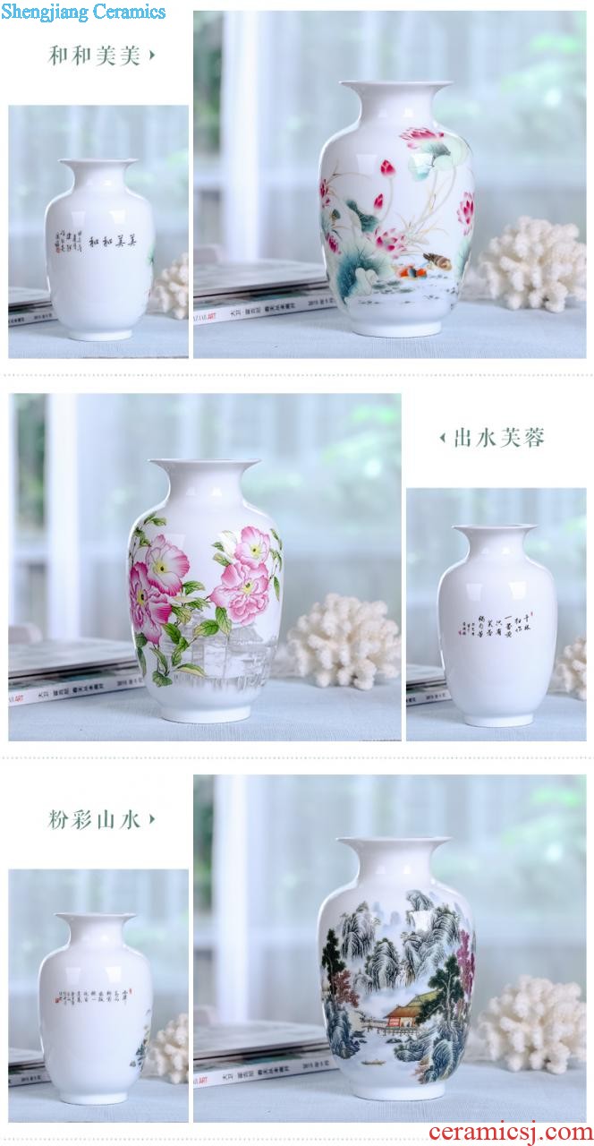 Jingdezhen ceramics vase furnishing articles Famous hand-painted scenery thin body porcelain bottle of new Chinese style living room decoration