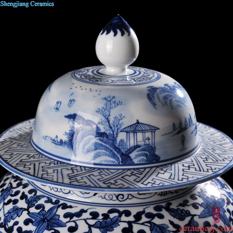 Jingdezhen ceramics hand-painted blue and white porcelain vase flower arrangement of vitality New Chinese style household adornment furnishing articles