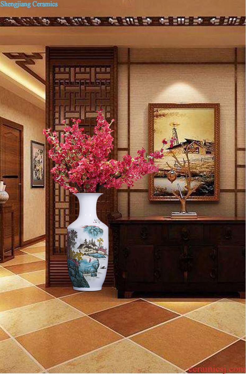 Jingdezhen ceramics antique Chinese landscape painting vase home sitting room adornment is placed the calligraphy and painting scroll cylinder