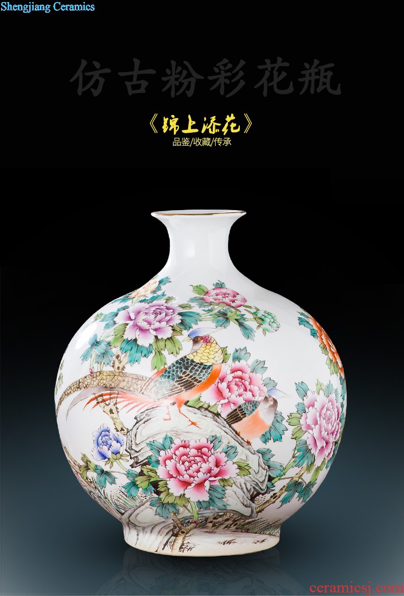 Famous master of jingdezhen ceramics hand-painted vases sitting room adornment is placed Chinese landscape painting porch decoration