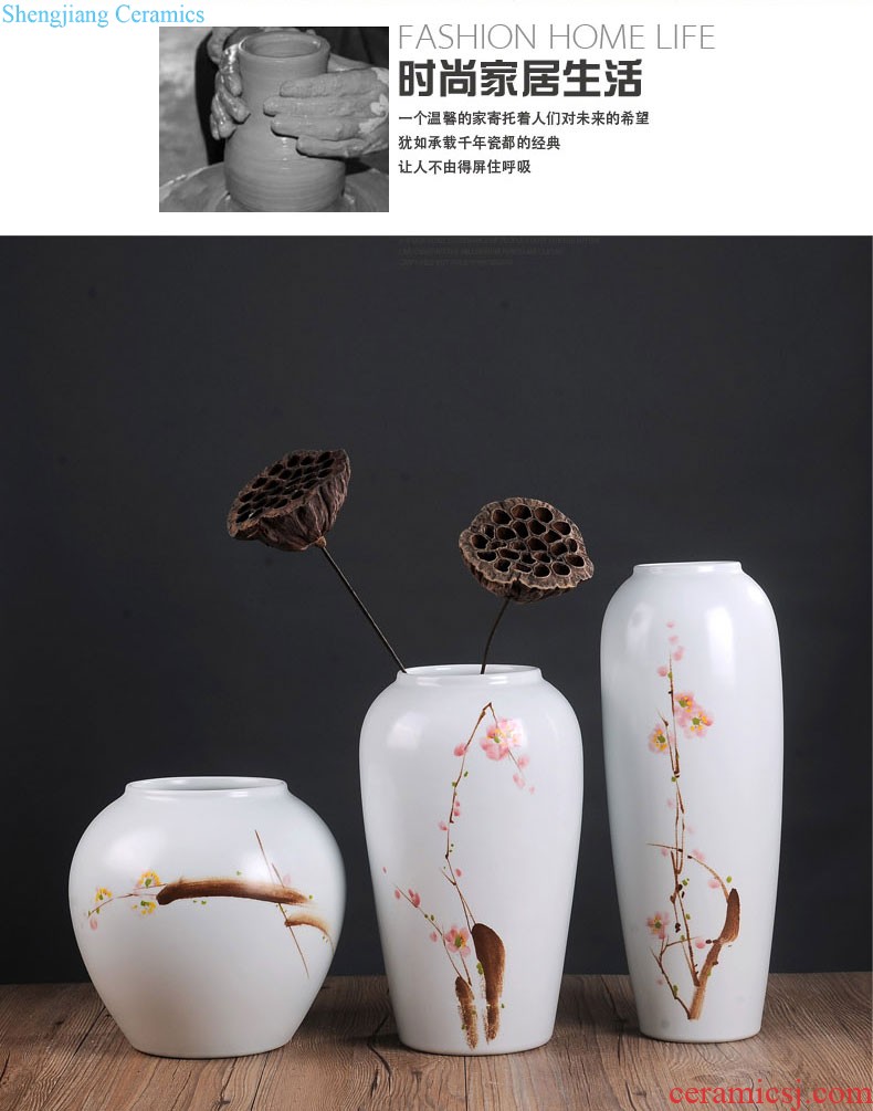 Jingdezhen ceramics vase furnishing articles hand-painted flower arranging Chinese style living room TV cabinet decoration porcelain home decoration