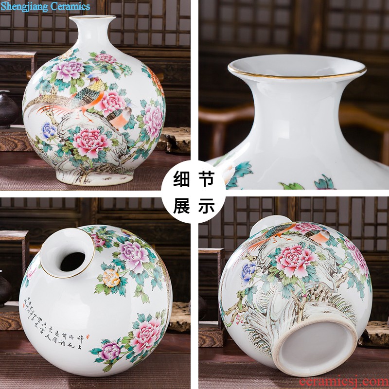 Famous master of jingdezhen ceramics hand-painted vases sitting room adornment is placed Chinese landscape painting porch decoration