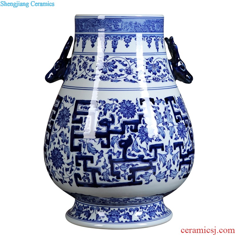 Jingdezhen ceramics vase furnishing articles hand-painted pastel live long and proper Chinese style household flower arrangement sitting room adornment