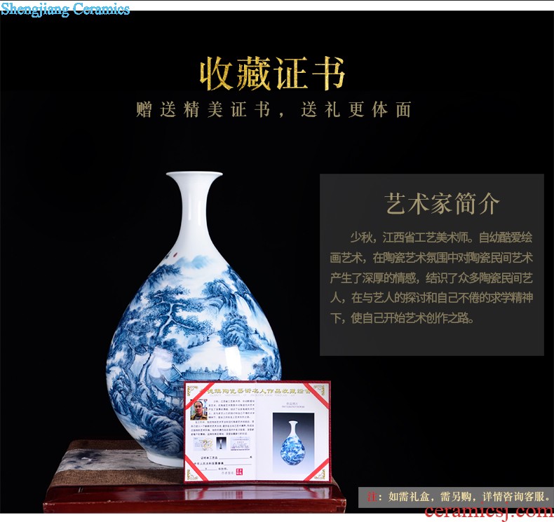 D2 jingdezhen ceramics binaural high landing big vase furnishing articles flower arranging archaize sitting room decoration home decoration