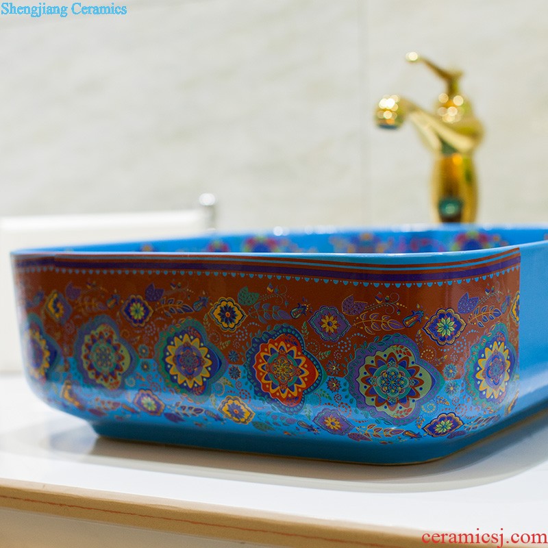 Koh larn, qi stage basin to square the basin that wash a face the sink ceramic sanitary ware art basin yellow butterfly flower