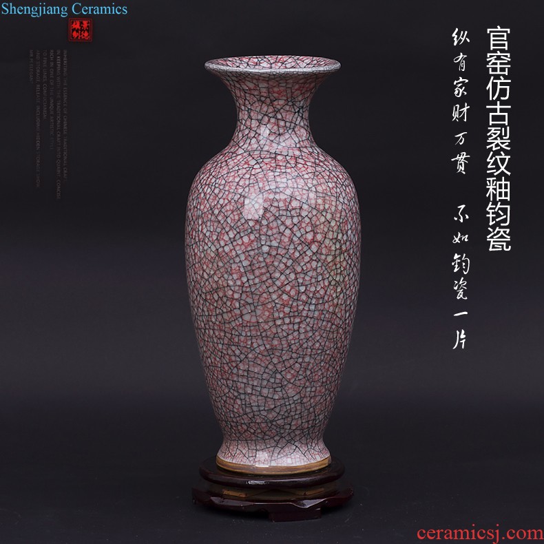 Jingdezhen ceramic blue vase flower arranging home decoration of Chinese style dried flowers flower arrangement sitting room porch decoration furnishing articles