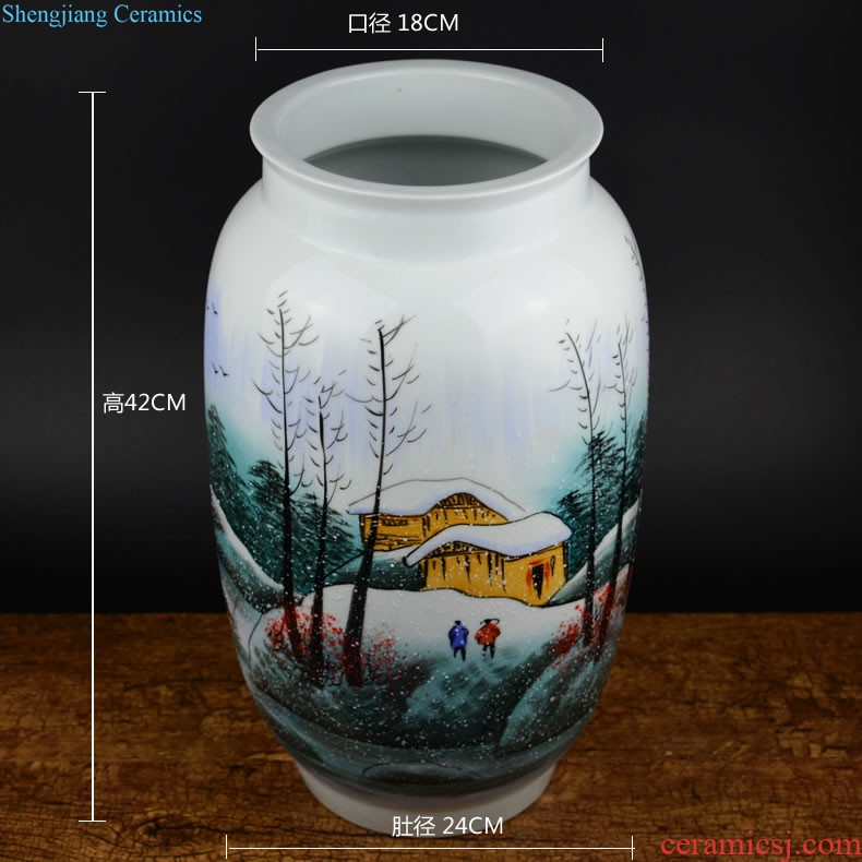 Jingdezhen ceramics powder enamel luminous vase living room flower arranging furnishing articles household decorations arts and crafts