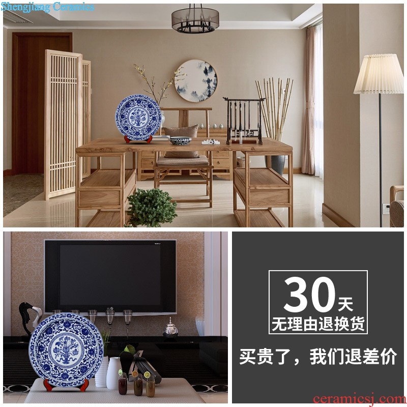 Jingdezhen ceramic floor large vase New Chinese style blue and white porcelain dragon bottle of home sitting room adornment is placed