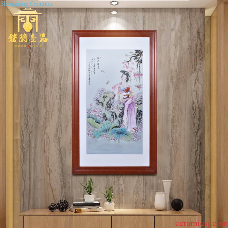 Jingdezhen ceramics hand-painted pastel new Chinese style household adornment sitting room sofa setting wall porcelain partition hang a picture