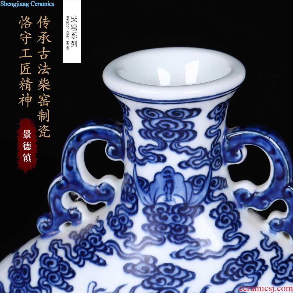 Jingdezhen ceramics vase furnishing articles imitation qing qianlong blue-and-white longfeng grain ears bottle home wedding gift