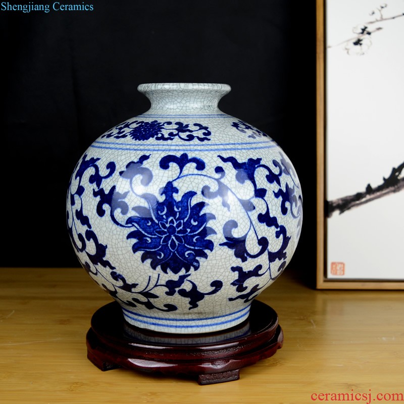 Jingdezhen ceramic Mediterranean style blues blue vase three-piece sitting room is contracted flower adornment furnishing articles