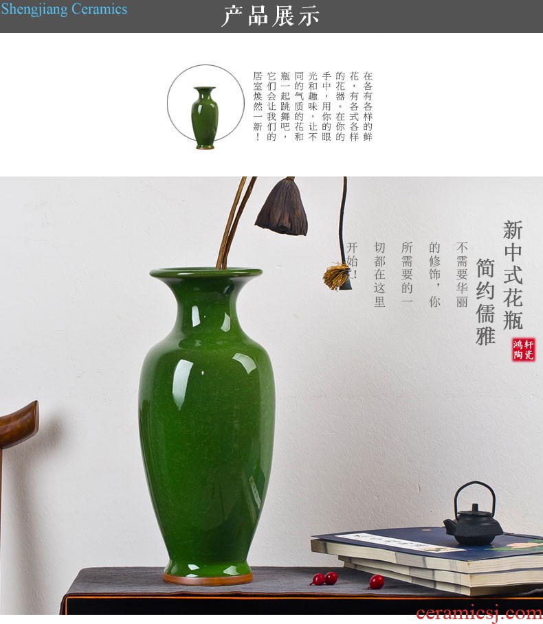 Jingdezhen ceramic vase furnishing articles mountains xiuse three-piece famille rose porcelain of modern home sitting room adornment