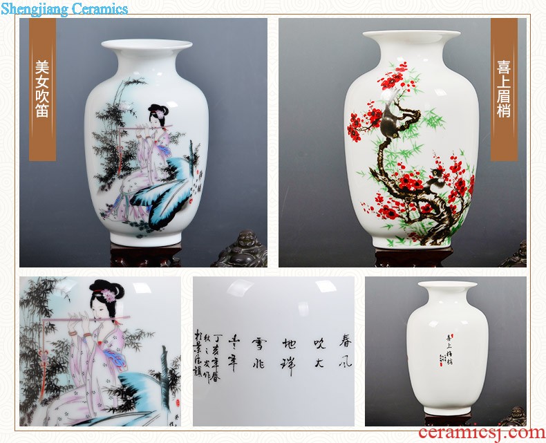 Famous jingdezhen ceramics powder enamel vase flower arranging place Chinese style household living room TV cabinet decoration process