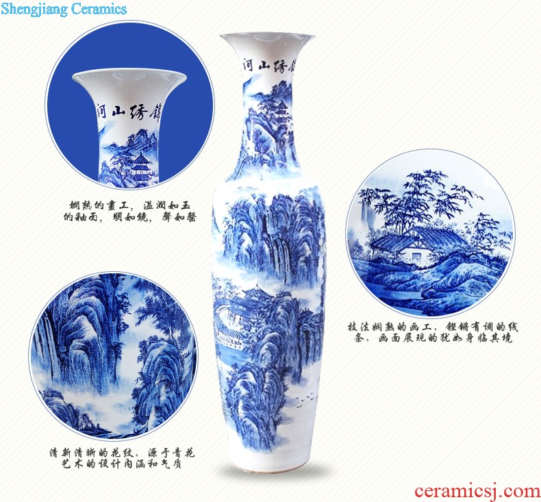 Ch - y1 jingdezhen ceramics of large blue and white porcelain vase landscape splendid sunvo sitting room adornment is placed