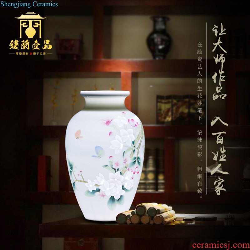 Jingdezhen ceramics archaize qianlong youligong flower arranging big plum bottle of new Chinese style living room home furnishing articles