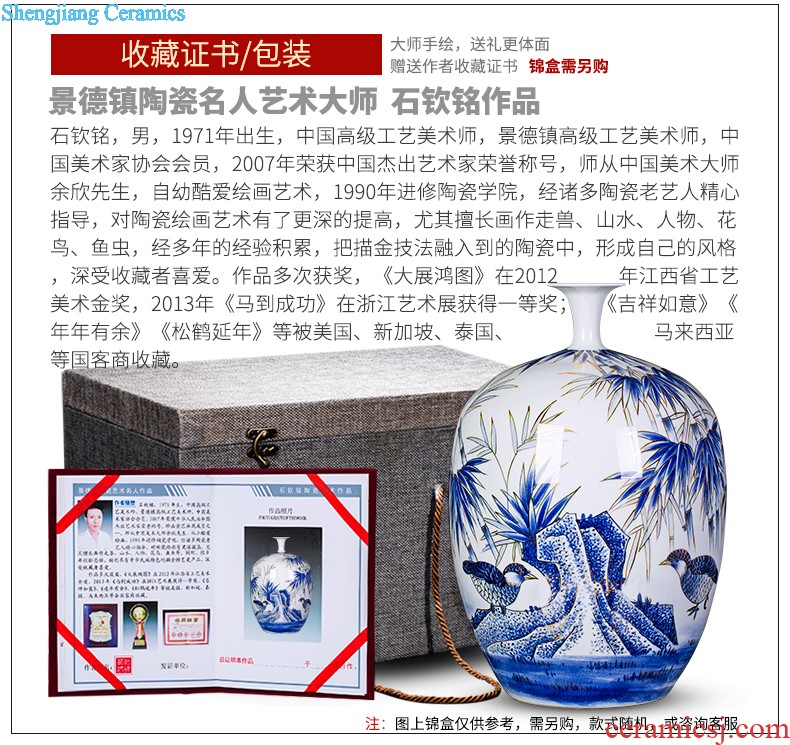 Jingdezhen ceramics hand-painted color ink landscape painting of large vase sitting room place hotel css0 ornament