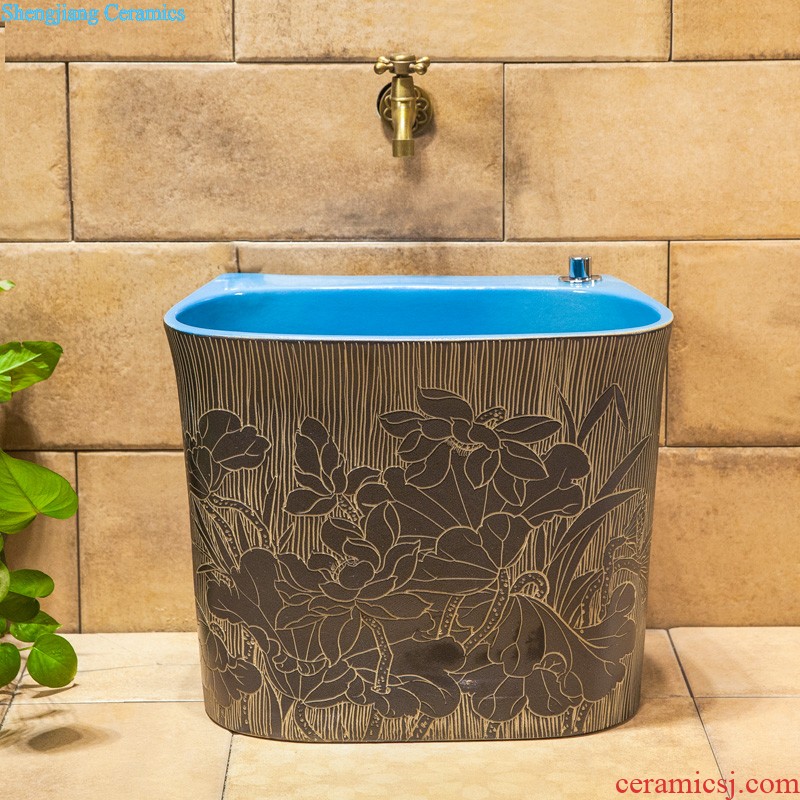 Koh larn, neat hand-drawn square stage basin ceramic lavabo art of the basin that wash a face basin sinks green lotus