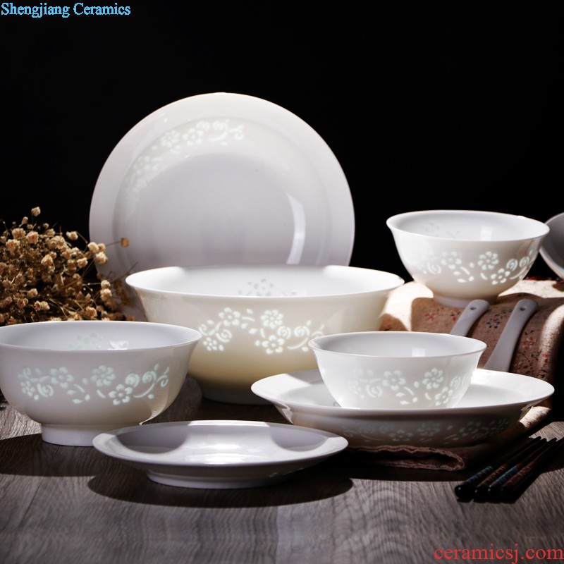 Chinese style bone porcelain household food dish Creative fish dish ceramic tableware in-glazed suit JiFanJin dishes