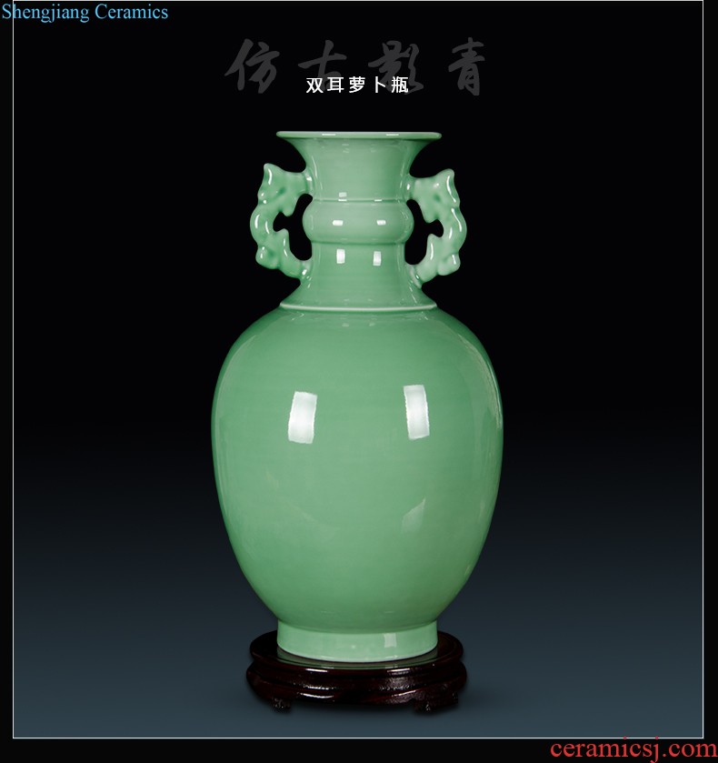 Jingdezhen ceramics three-piece vase furnishing articles flower arrangement of Chinese style porch decoration home decoration large living room