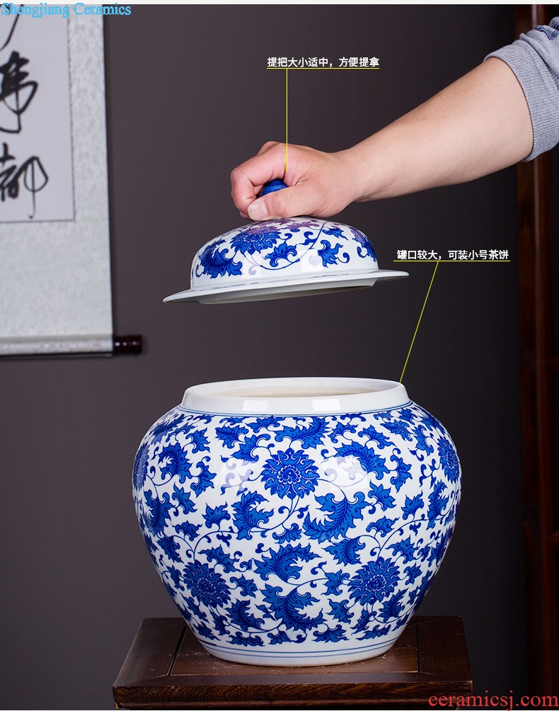 Jingdezhen ceramic hand-painted tank sitting room place the calligraphy and painting cylinder large fish bowl goldfish bowl lotus flower pot FCG