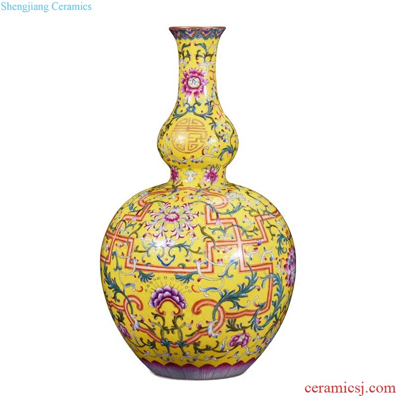 Jingdezhen ceramics imitation qing qianlong pastel hundred bucks grain ears statue of Chinese style living room decorative home furnishing articles collection