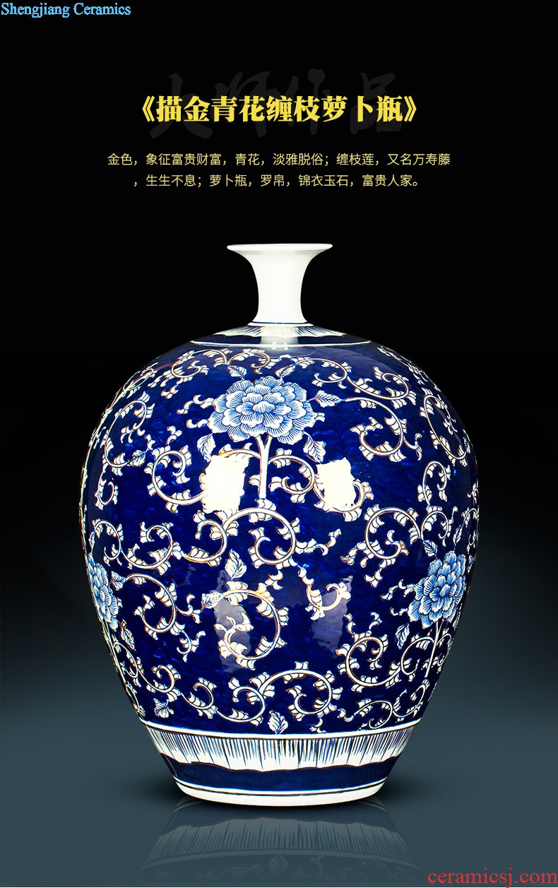 Jingdezhen ceramics vase the colour blue glaze decorations rich ancient frame place large new Chinese style living room office