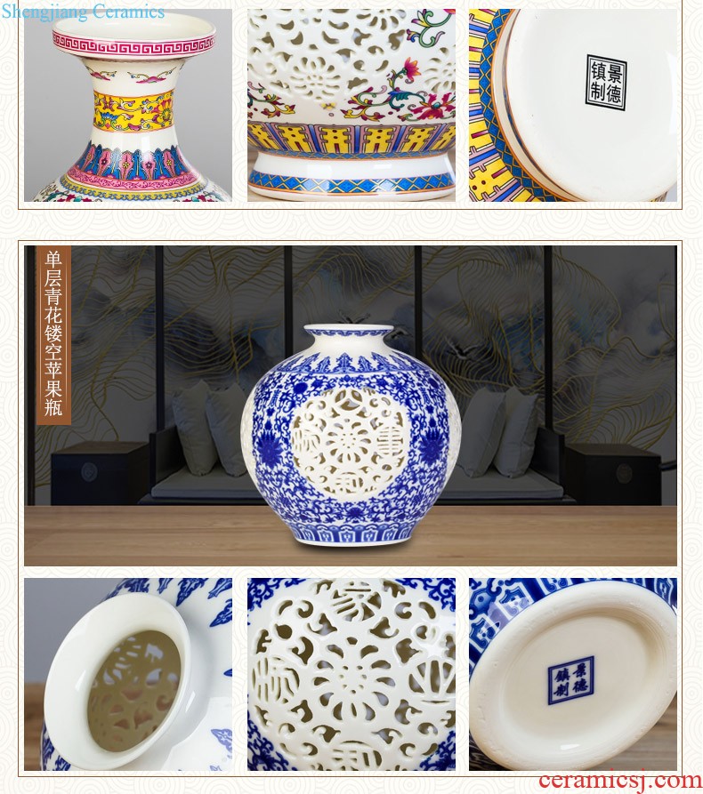 Jingdezhen ceramics famous master manual hand-painted knife clay powder enamel vase Chinese sitting room adornment is placed