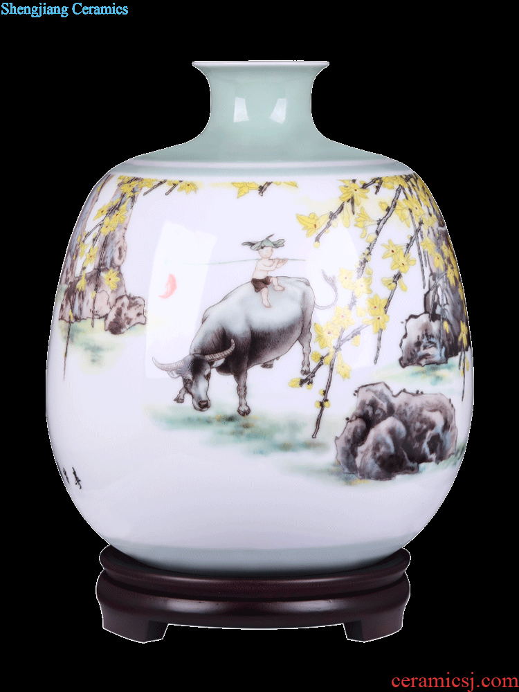 Jingdezhen ceramics hand-painted blue and white porcelain vases, flower arrangement bamboo report peaceful Chinese style household act the role ofing is tasted furnishing articles in the living room