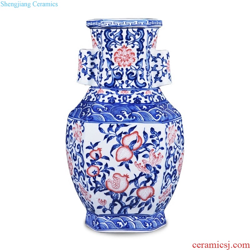 Jingdezhen ceramics archaize qianlong blue-and-white youligong red dragon grain collection furnishing articles home decoration design the living room